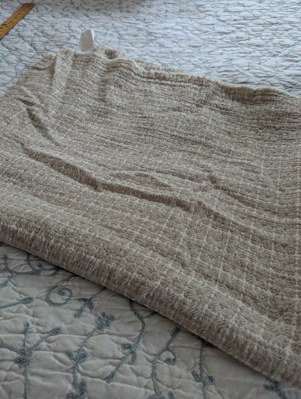 PiuBelle Fine Linens Throw Blanket 50” x 70” 100% Cotton Beige Tan Portugal  - Picture 4 of 4